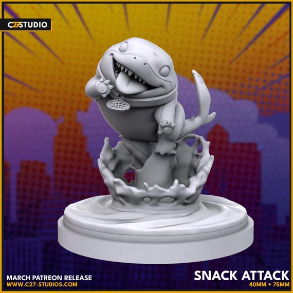 Jeff the Land Shark, Marvel, Hero, RPG Resin Model Kit, 3D Printed, Highly detailed, By C27 miniatures Sculpts, Authorised Seller, 40mm-75mm