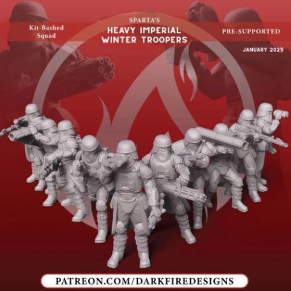 Heavy Imperial Winter Troopers Full Set, Star Wars, RPG, 3D Printed, Highly detailed, By Dark Fire Designs miniatures Sculpts, Legion Scale