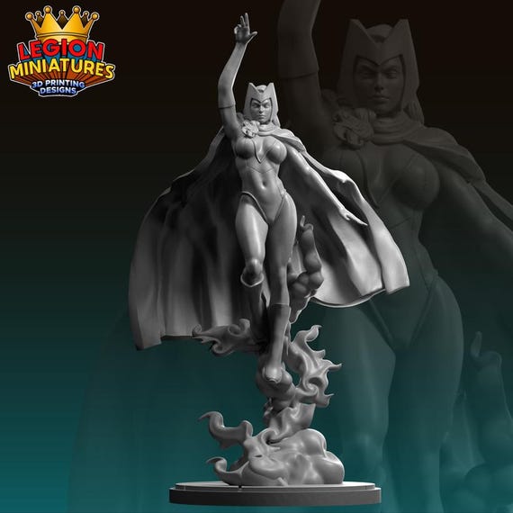 Scarlet Witch, Marvel RPG Resin 3D Printed, Highly detailed, Legion Miniatures, Marvel Crisis Protocol, 35mm, 40mm, 70mm or 1/16th