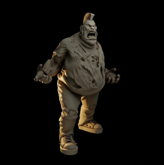Punk Fatty Zombie | HD Resin Print | Vaultz | Table Top | Apocalypse | Survival | Zona Alfa | Zombicide | 28mm or 32mm