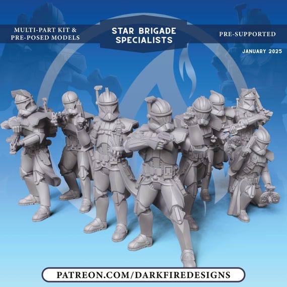 Star Brigade Specialists Full Set, Star Wars, RPG, 3D Printed, Highly detailed, By Dark Fire Designs miniatures Sculpts, Legion Scale