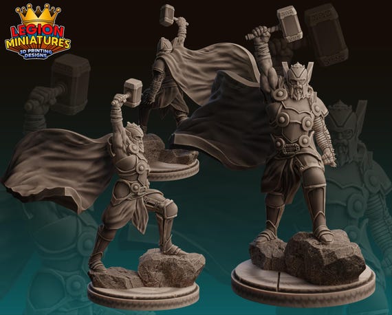 King Thor, Marvel RPG Resin Model Kit, 3D Printed, Highly detailed, By Legion miniatures Sculpts, 40mm or 75mm