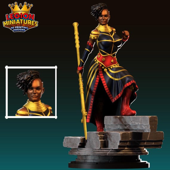 Okoye, Marvel, RPG Resin Model Kit, 3D Printed, Highly detailed, By Legion miniatures Sculpts, 35mm, 40mm, 75mm or 1/16th