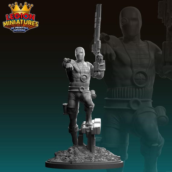 Deadshot, DC, RPG Resin Model Kit, 3D Printed, Highly detailed, Legion miniatures Sculpts, 40mm or 75mm, Marvel Crisis Protocol
