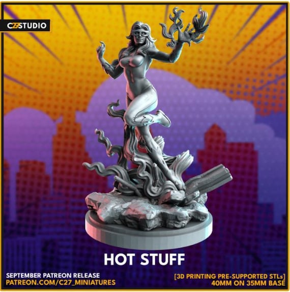 Firestar, Marvel, Hero, RPG Resin Model Kit, 3D Printed, Highly detailed, By C27 miniatures Sculpts, Authorised Seller, 40mm-75mm