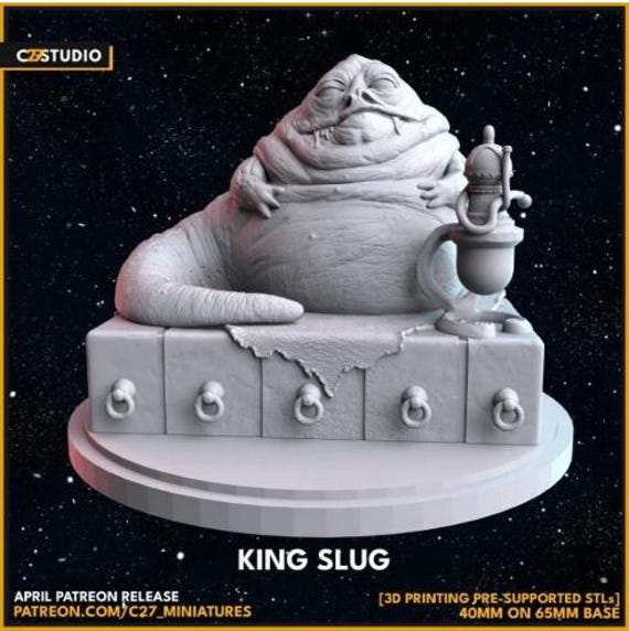 Jabba the Hut, Hero, Star Wars RPG Resin Model Kit, 3D Printed, Highly detailed, By C27 miniatures Sculpts, Authorised Seller, 40mm-75mm