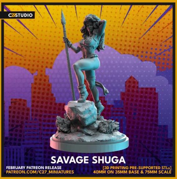 Savage Land Rogue, Marvel, Hero, RPG Resin Model Kit, 3D Printed, Highly detailed, By C27 miniatures Sculpts, Crisis Protocol, 40mm-75mm