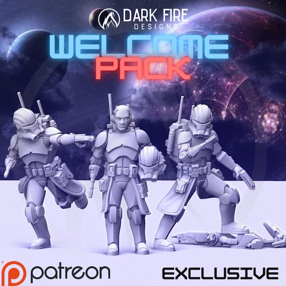 Bad Batch, Echo, Star Wars, RPG, 3D Printed, Highly detailed, By Dark Fire Designs miniatures Sculpts, Legion Scale