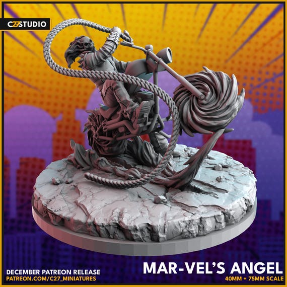Ghost Rider, Marvel, Hero, RPG Resin Model Kit, 3D Printed, Highly detailed, By C27 miniatures Sculpts, Authorised Seller, 40mm-75mm