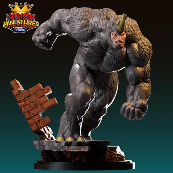 Rhino, Marvel, RPG Resin Model Kit, 3D Printed, Highly detailed, By Legion miniatures Sculpts, 35mm, 40mm, 75mm
