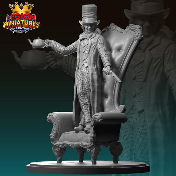 Mad Hatter, DC RPG Resin Model Kit, 3D Printed, Highly detailed, Legion miniatures Sculpts, 40mm or 75mm, Marvel Crisis Protocol