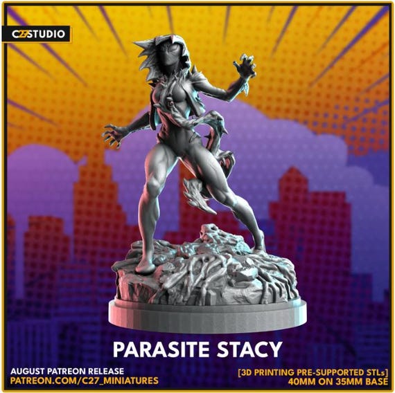 Gwenom, Marvel, Hero, RPG Resin Model Kit, 3D Printed, Highly detailed, By C27 miniatures Sculpts, 40mm-75mm