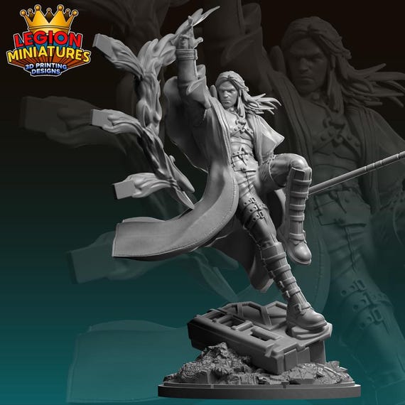 Gambit Horseman, Marvel, RPG Resin Model Kit, 3D Printed, Legion miniatures Sculpts, 40mm or 75mm, Marvel Crisis Protocol