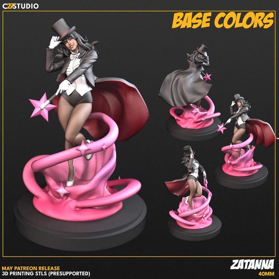 Zatanna, Marvel, RPG Resin Model Kit, 3D Printed, Highly detailed, C27 miniatures Sculpts, 35mm, 40mm, 75mm or 1/16th