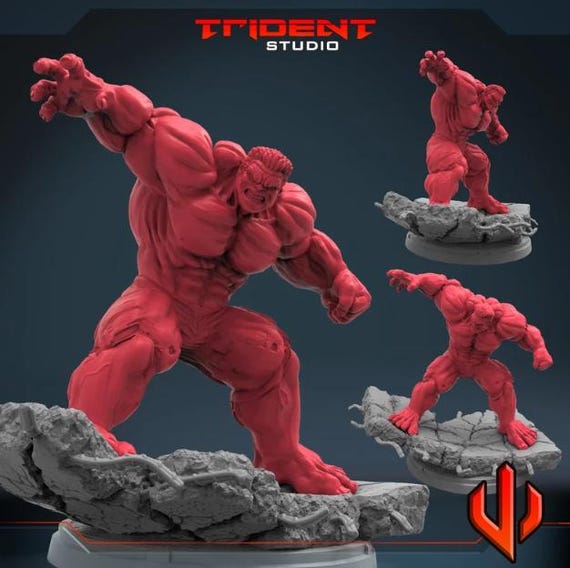 Red Hulk, Marvel RPG Resin Model Kit, 3D Printed, Highly detailed, By Trident Studios, Marvel Crisis Protocol, 40mm or 70mm