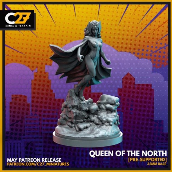 Snowbird, Marvel, Hero, RPG Resin Model Kit, 3D Printed, Highly detailed, By C27 miniatures Sculpts, Crisis Protocol, 40mm-75mm
