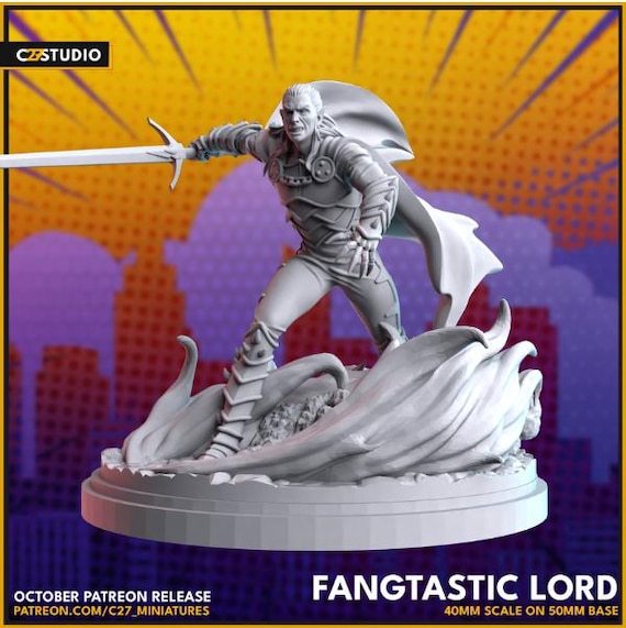 Dracula, Marvel RPG Resin Model Kit, 3D Printed, Highly detailed, By C27 miniatures Sculpts, 40mm or 70mm