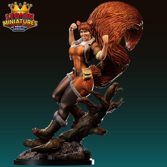 Squirrel Girl, Fantastic 4, Marvel, RPG Resin Model Kit, 3D Printed, By Legion miniatures Sculpts, 35mm, 40mm, 75mm or 1/16th