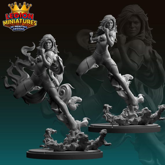 Jade, DC, Hero, RPG Resin Model Kit, 3D Printed, Highly detailed, By Legion miniatures Sculpts, Authorised Seller, 40mm