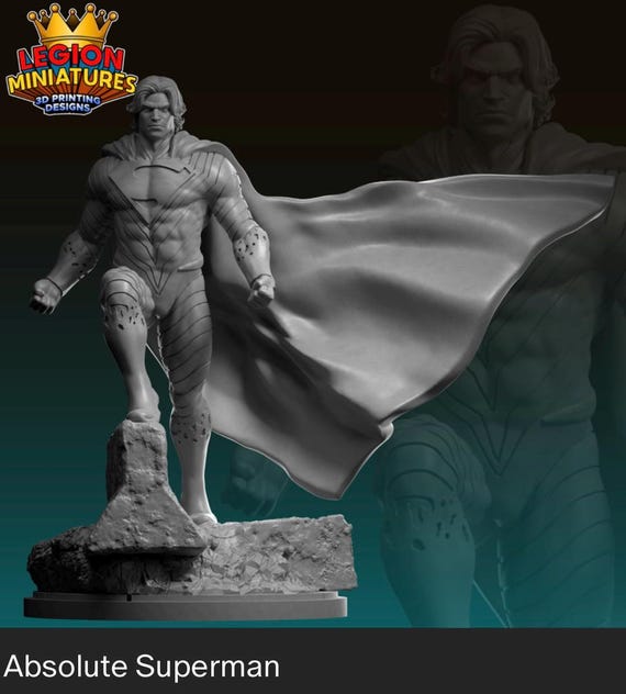 Absolute Superman , DC, Hero, RPG Resin Model Kit, 3D Printed, Highly detailed, By Legion miniatures Sculpts, 40mm-75mm
