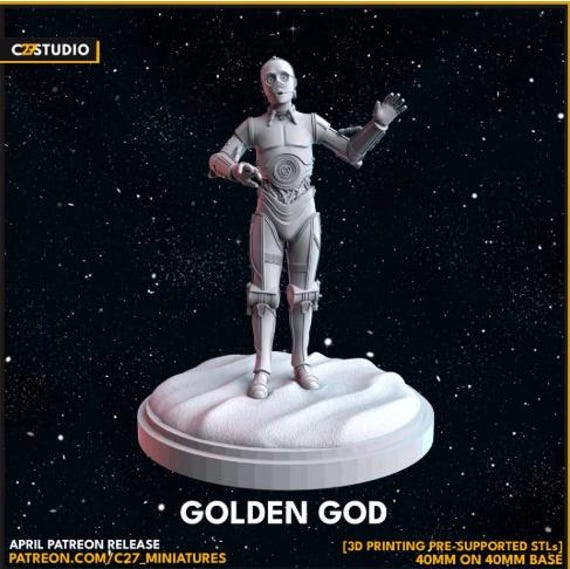 C3PO, Hero, Star Wars RPG Resin Model Kit, 3D Printed, Highly detailed, By C27 miniatures Sculpts, Authorised Seller, 40mm-75mm