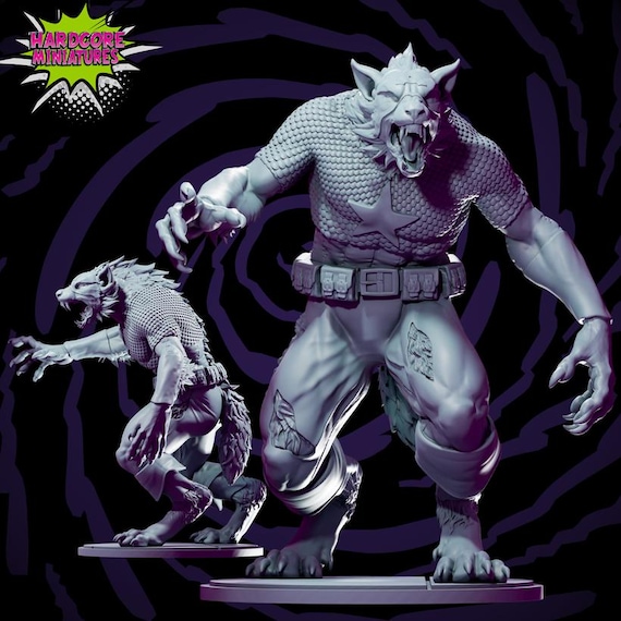 Captain America Werewolf, Marvel, RPG Resin 3D Printed, Hardcore Miniatures, Marvel Crisis Protocol, 35mm, 40mm, 70mm, 1/16th