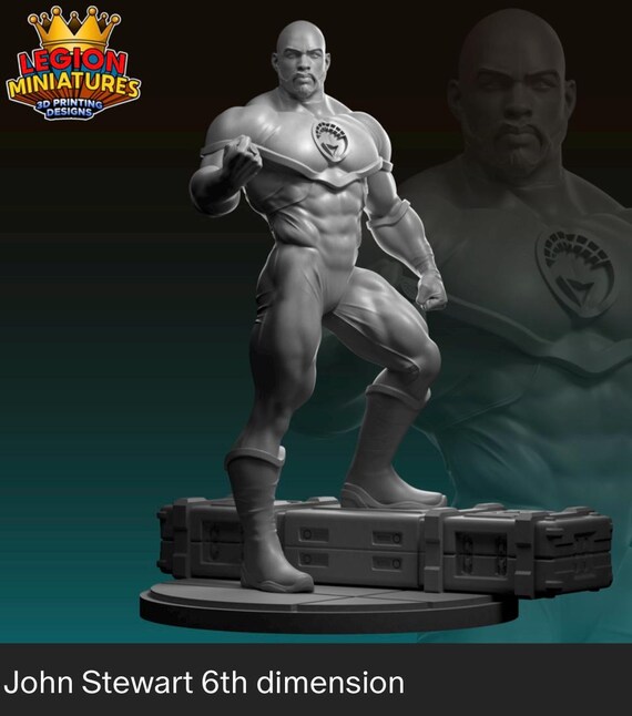 John Stewart 6th Dimension , DC, Hero, RPG Resin Model Kit, 3D Printed, Highly detailed, By Legion miniatures Sculpts, 40mm-75mm