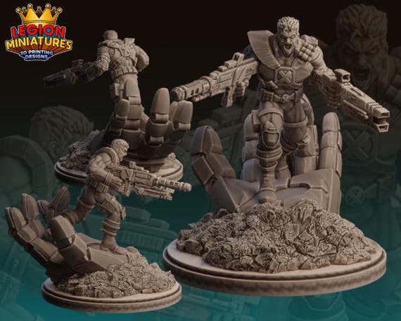 Cable, Marvel RPG Resin Model Kit, 3D Printed, Highly detailed, By Legion miniatures Sculpts, 40mm or 75mm