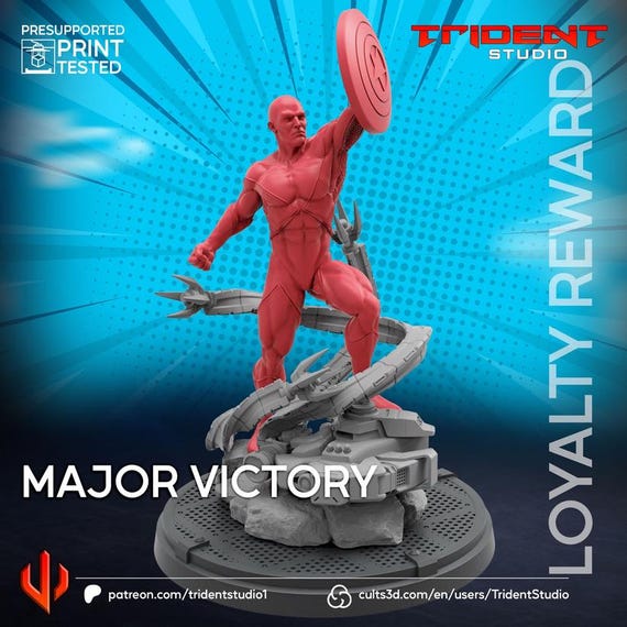 Major Victory, Marvel RPG Resin Model Kit, 3D Printed, Highly detailed, By Trident Studios, Marvel Crisis Protocol, 40mm or 70mm