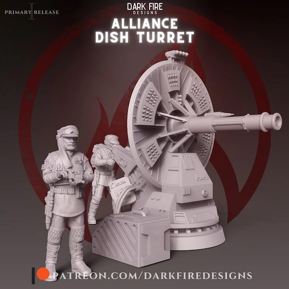 Alliance Dish Turret full Set, Star Wars, RPG, 3D Printed, Highly detailed, By Dark Fire Designs miniatures Sculpts, Legion Scale