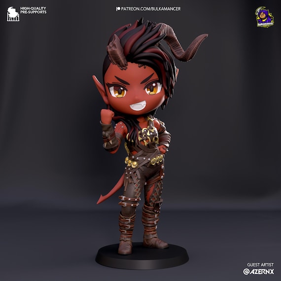 Baldur's Gate 3 Karlach Chibi: High-Detail Resin Model Kit, 3D Printed, Highly detailed—by Bulkamancer, Authorised Seller, 1/10 Scale