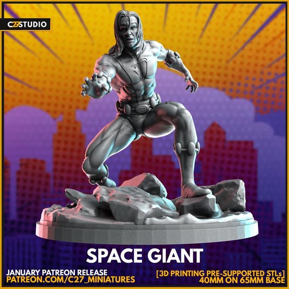 Space Giant, DC, RPG Resin Model Kit, 3D Printed, Highly detailed, By C27 miniatures Sculpts, 40mm or 75mm, Crisis Protocal