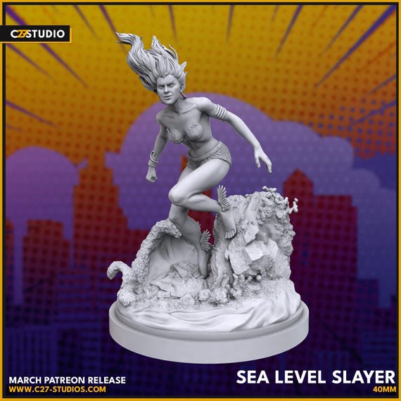 Namora, Marvel, Hero, RPG Resin Model Kit, 3D Printed, Highly detailed, By C27 miniatures Sculpts, Authorised Seller, 40mm-75mm