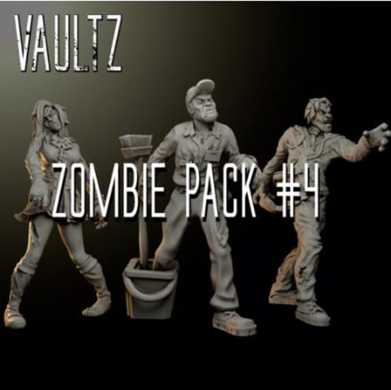 Zombie Pack 4 | HD Resin Print | Vaultz | Table Top | Apocalypse | Survival | Zona Alfa | Zombicide | 28mm or 32mm