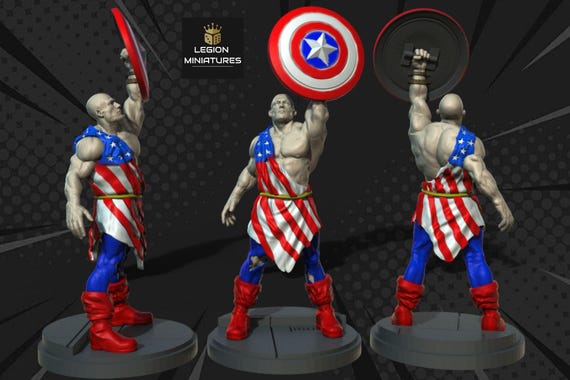 Earth X Captain America, Marvel RPG Resin Model Kit, 3D Printed, Highly detailed, By Legion miniatures Sculpts, 40mm