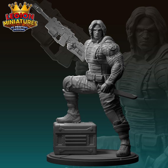 Winter Soldier Marvel, Hero, RPG Resin Model Kit, 3D Printed, Highly detailed, By Legion miniatures Sculpts, 40mm-75mm