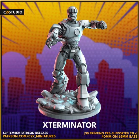 Sentinel 80s, Marvel RPG Resin Model Kit, 3D Printed, Highly detailed, By C27 miniatures Sculpts, 40mm or 75mm