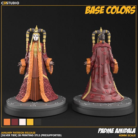 Padme Queen Amidala, Star Wars RPG Resin Model Kit, 3D Printed, Highly detailed, By C27 miniatures Sculpts, Authorised Seller, 40mm-75mm