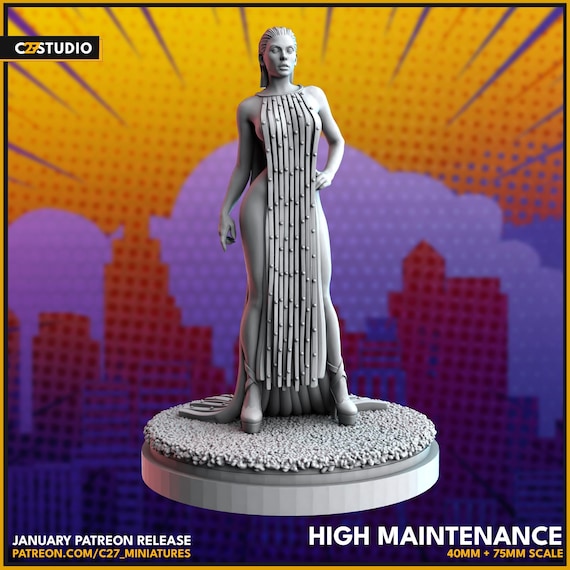 Emma Frost, Marvel RPG Resin Model Kit, 3D Printed, Highly detailed, By C27 miniatures Sculpts, 40mm or 75mm