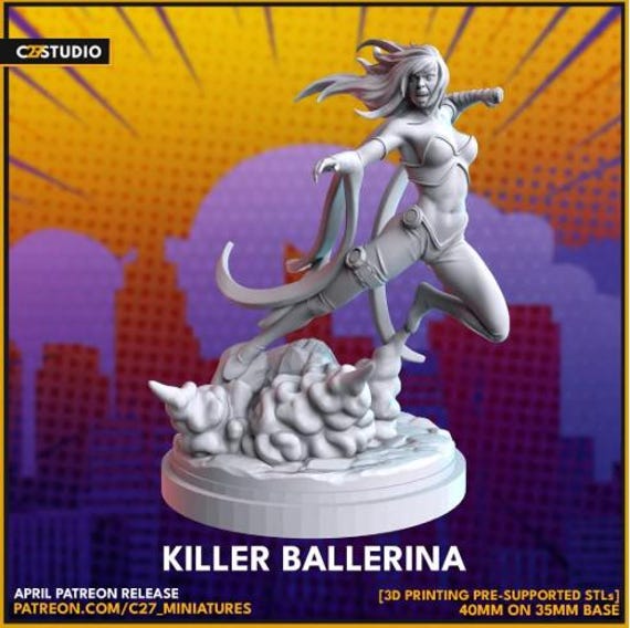 Black Swan, Marvel RPG Resin Model Kit, 3D Printed, Highly detailed, By C27 miniatures Sculpts, 40mm or 75mm