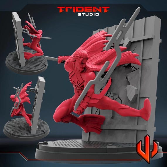 Spiderman 2099 UnMasked, Miguel O'hara, Marvel RPG Resin Model Kit, 3D Printed, By Trident Studios, Marvel Crisis Protocol, 40mm or 70mm