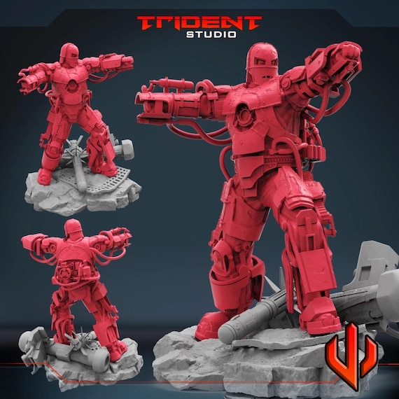 Iron Man Mark 1 Closed Mask, Marvel RPG Resin Model Kit, 3D Printed, By Trident Studios, Marvel Crisis Protocol, 40mm or 70mm