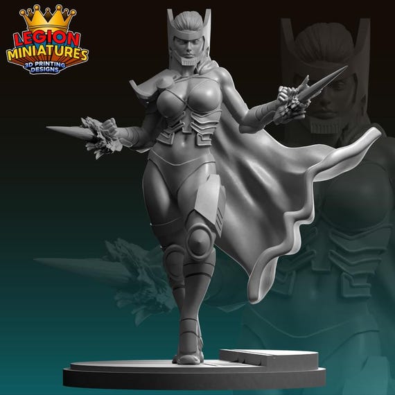 Psylocke Horseman, Marvel, RPG Resin Model Kit, 3D Printed, Legion miniatures Sculpts, 40mm or 75mm, Marvel Crisis Protocol
