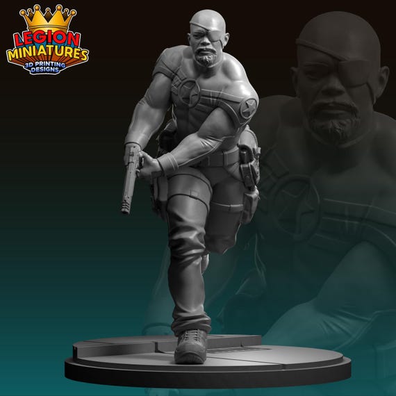 Ultimate Nick Fury, Marvel RPG Resin Model Kit, 3D, Highly detailed, Legion miniatures Sculpts, 40mm or 75mm, Marvel Crisis Protocol