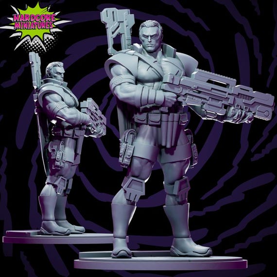 Punisher 2099, Marvel, RPG Resin 3D Printed, Highly detailed, Hardcore Miniatures, Marvel Crisis Protocol, 35mm, 40mm, 70mm, 1/16th