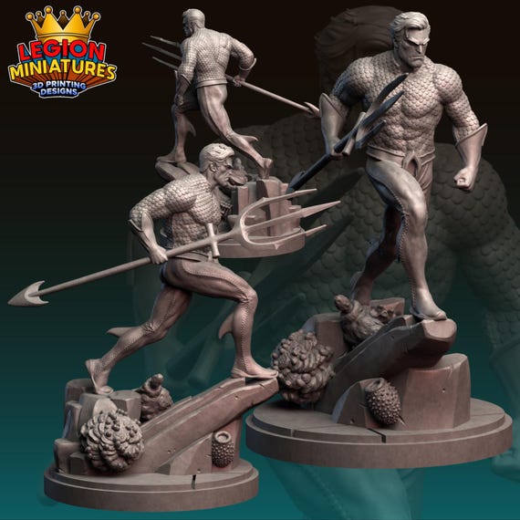 Aquaman DC, Hero, RPG Resin Model Kit, 3D Printed, Highly detailed, By C27 miniatures Sculpts, Authorised Seller, 40mm-75mm