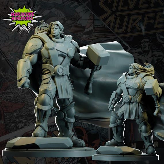 Thor, Rivals, RPG Resin 3D Printed, Hardcore Miniatures, Marvel Crisis Protocol, 35mm, 40mm, 70mm or 1/16th