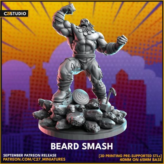 Hulk Maestro, Marvel RPG Resin Model Kit, 3D Printed, Highly detailed, By C27 miniatures Sculpts, 40mm or 75mm