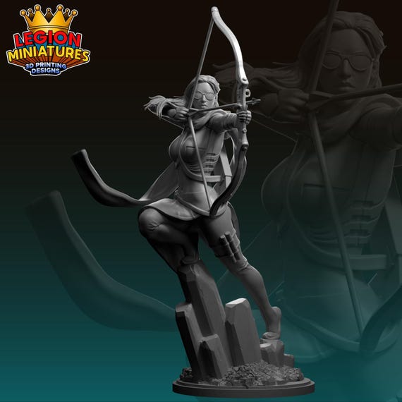Kate Bishop, Marvel RPG Resin Model Kit, 3D, Highly detailed, Legion miniatures Sculpts, 40mm or 75mm, Marvel Crisis Protocol