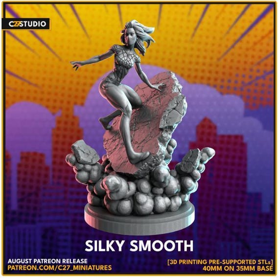 Silk, marvel rpg resin model kit, 3d printed, highly detailed, by c27 miniatures sculpts, 40mm or 70mm